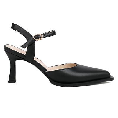 Черные бежевые женские босоножки на высоком каблуке, большой размер 43