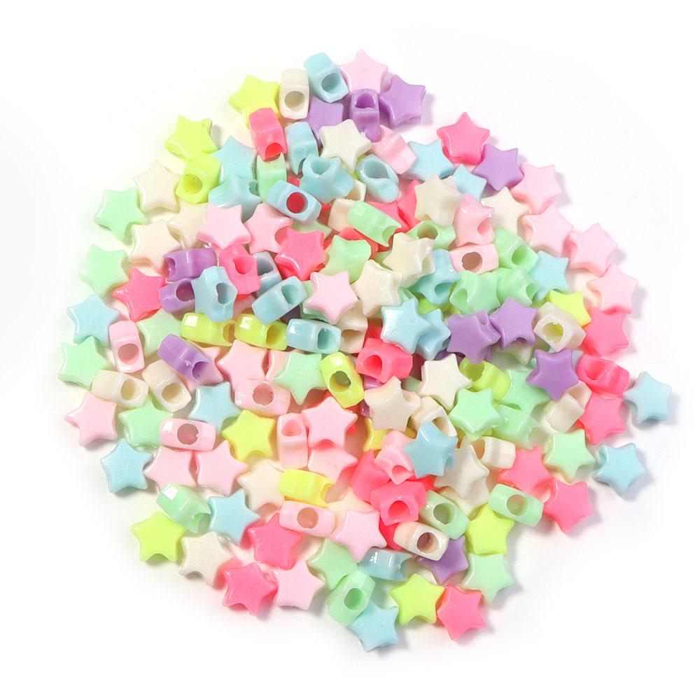 100pcs Heart Star Butterfly Flower Acrylic Beads Loose Spacer Beads Large Hole Beads for Jewelry Making Diy Bracelet Necklace