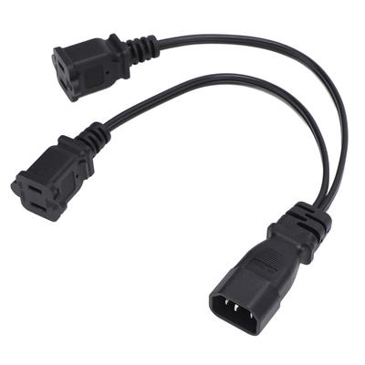 Кабель питания IEC320 C14 Male to 2 Nema 1 15R Female, ПВХ, Y-образный разветвитель, удлинительный кабель питания для