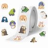 500 Pictures/roll Roll Sticker Tape Cartoon Cat Handbook Material Decorative Envelope Sticker