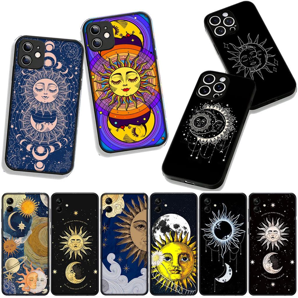 Для OPPO A54 A40 A60 A80 A18 A16 A17 A38 A78 A79 A57 A55 A96 A15 A12 Чехол для телефона Смешное лицо Солнце Луна Корпус