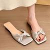 Summer Women's Slippers Elegant Square Toe Low Heels Women Fashion Slideshow Women Outdoor Party Dress Slippers