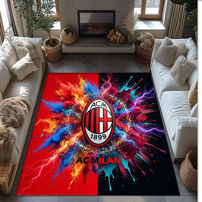 Фланелевый ковер с принтом AC Milan, нескользящий, мягкий, из полиэстера, для пола, декоративный коврик для спальни, гостиной, дивана, игровой комнаты, домашний декор