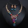 Light Luxury Crystal Gemstone Necklace Earrings Set Dress Banquet Women'S Accessories