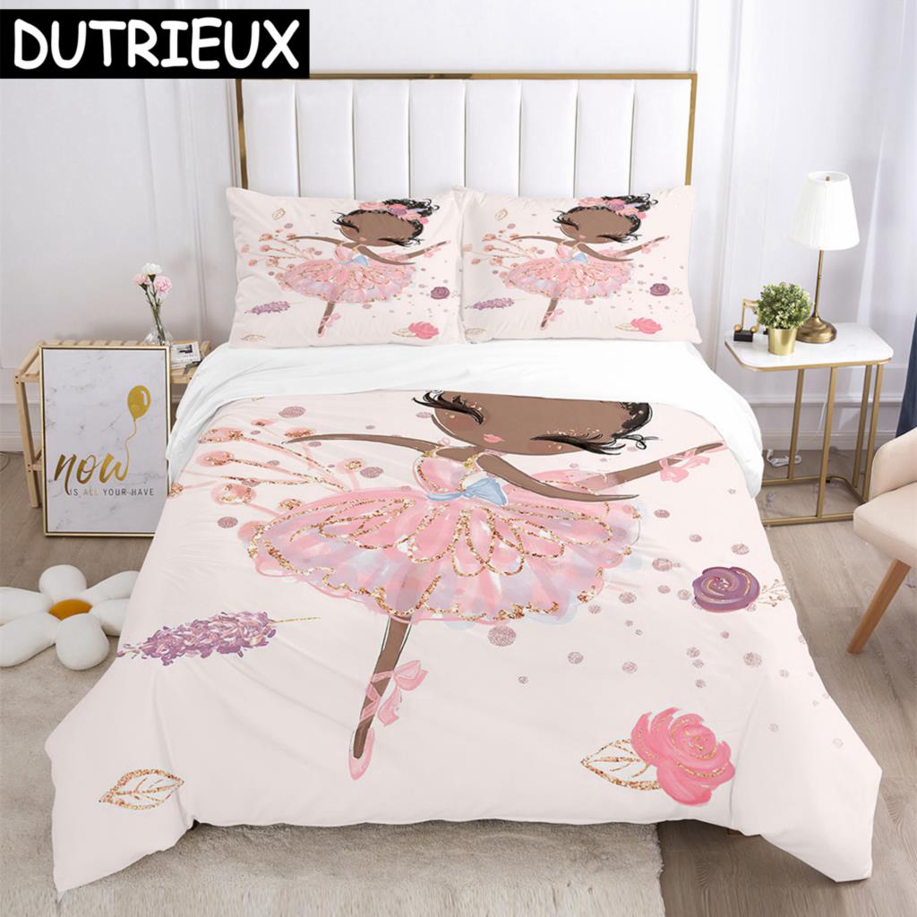Cartoon Ballet Girl 3D Printed Bedding Set Duvet Covers Pillowcases Comforter Bedding Set Bedclothes Duvet Cover