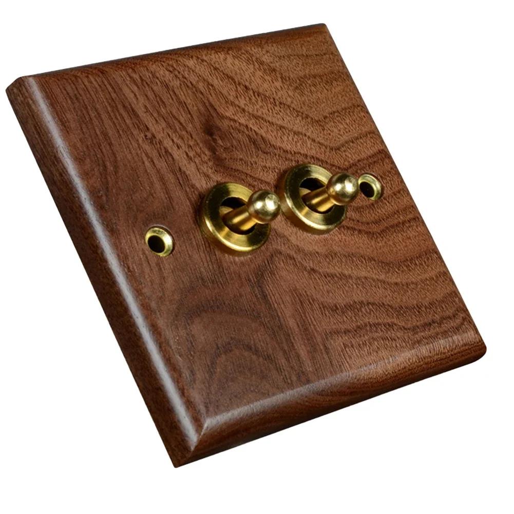 86x86 мм Переключатель света Ручной работы Грецкий орех Переключатель Ретро стиль Легкая установка Функциональный Эстетичный