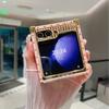 Samsung Z Flip6 Folding Screen Mobile Phone Case Suitable for ZFlip3 4 5 Mirror Butterfly Diamond Inlay Bracket Protection Case