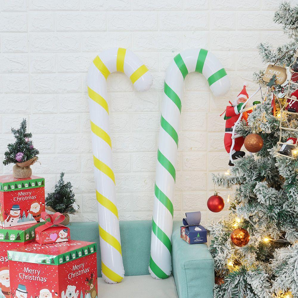 Home Party Balloons Inflatable Toys Christmas Candy Cane Crutch Balloons Santa Claus Walking Stick