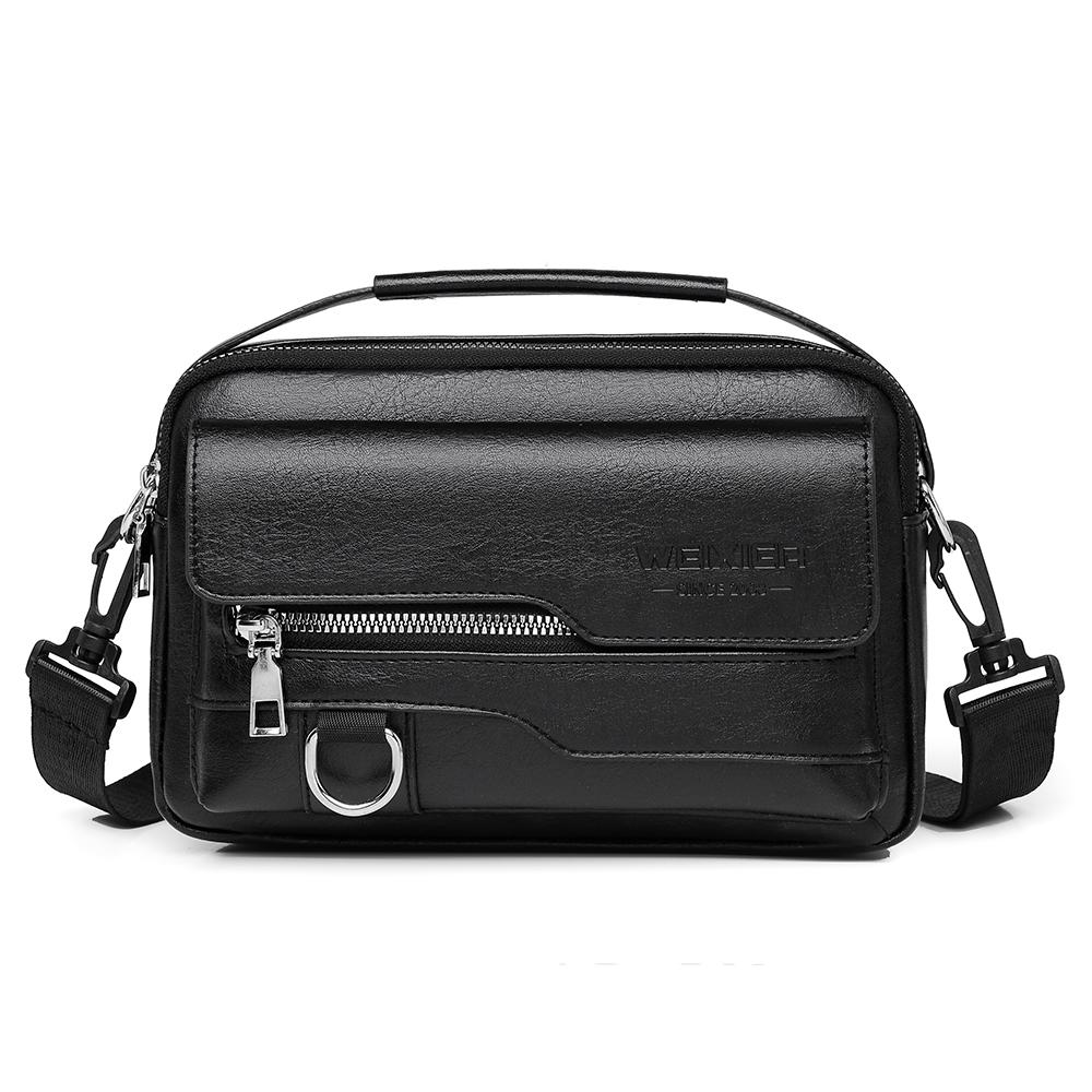 WEIXIER Мужская кожаная водонепроницаемая сумка-мессенджер, вместительный портфель через плечо с регулируемым ремнем для работы в офисе
