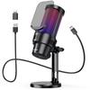KASIMO USB Condenser Microphone Gaming Microphone PC Microphone RGB Lighting Volume Adjustment Mute Button Headphone Output Terminal Unidirectional