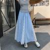 Plaid Lace Skirt for Women In Summer Korean Style Slim Design A-line Long Skirt