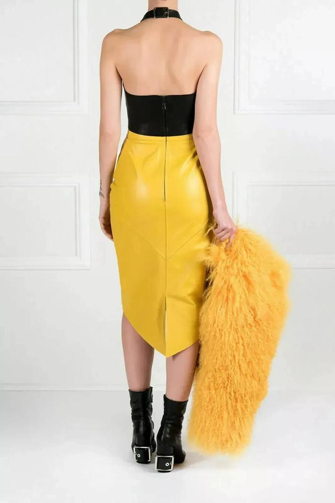 Мягкая овечья кожа Стильная женская желтая кожаная юбка Ручная работа Натуральная ручная работа Классная Мягкая посадка