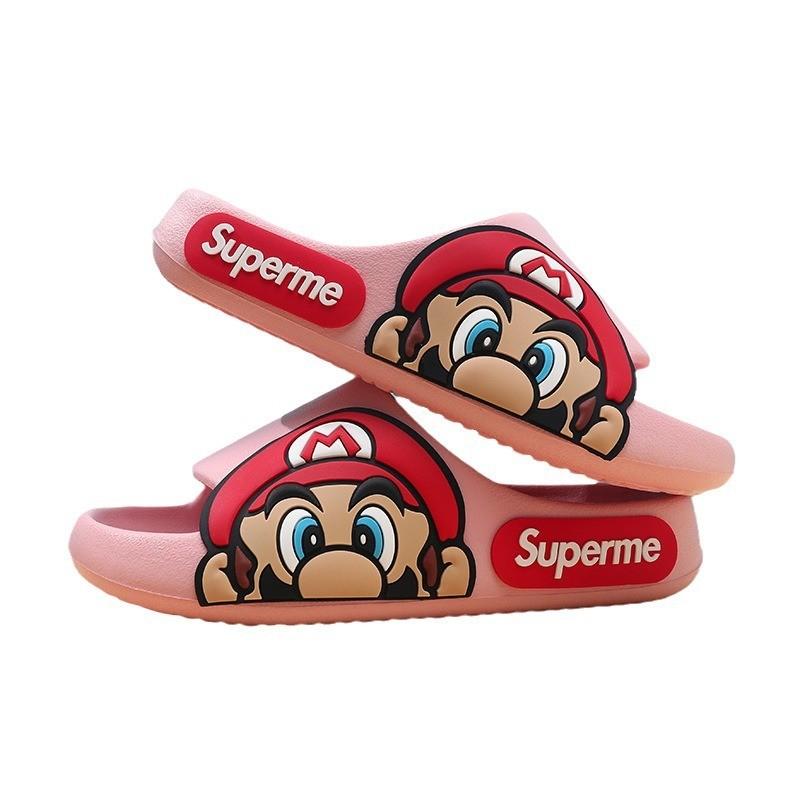 Детские шлепанцы-сандалии в стиле мультфильма Марио, мягкие, из ЭВА, нескользящие, летняя обувь для мальчиков