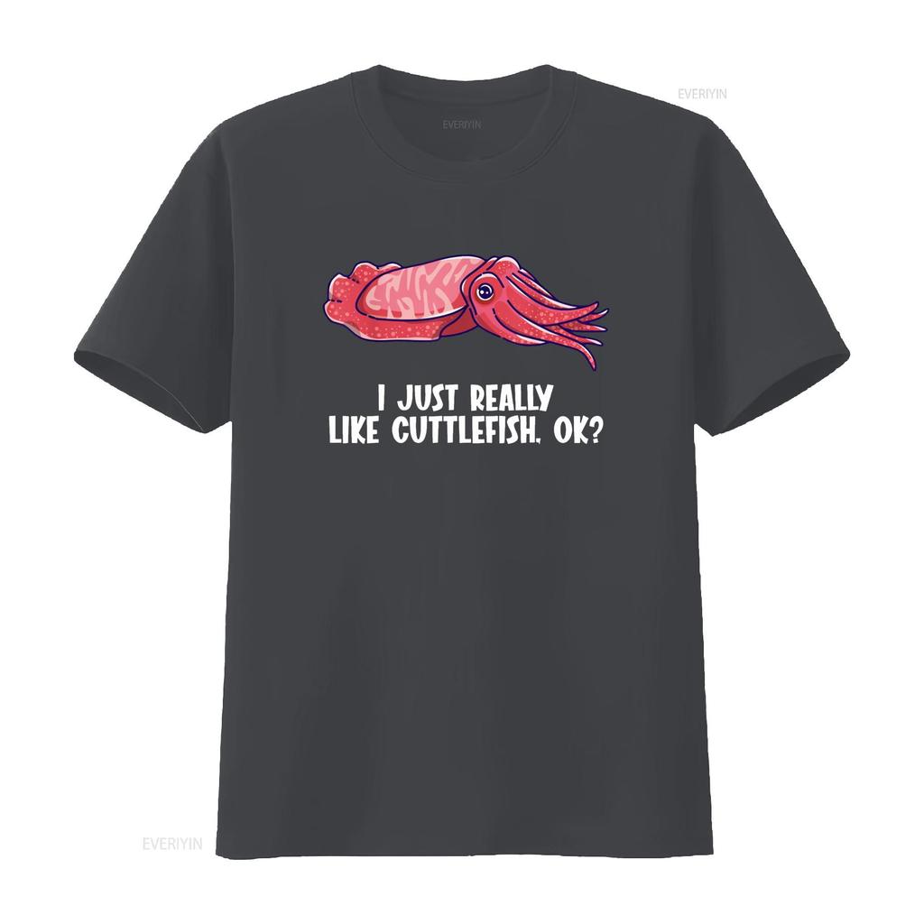 I just really like Cuttlefish T Shirt vintage Washed Breathable Unisex Versatile homme Stylish fashion Stretched Casual Soft