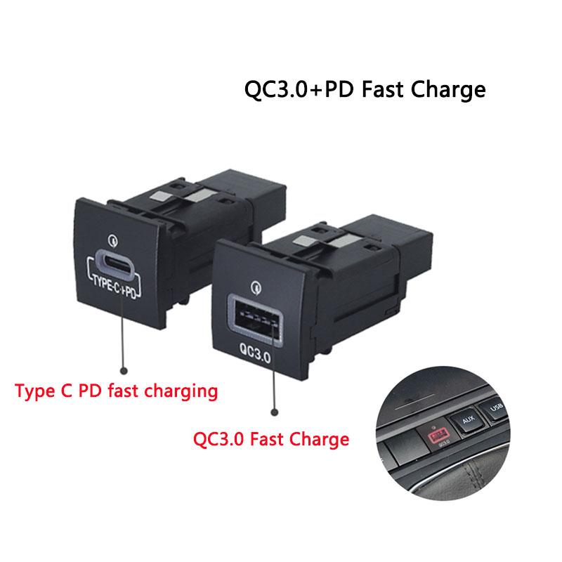 Для VW Golf 6 Jetta 5 MK5 Scirocco 06-12 QC3.0 Type C PD USB Быстрая автомобильная розетка-зарядное устройство Неразрушающая замена жгута проводов 12 В/24 В