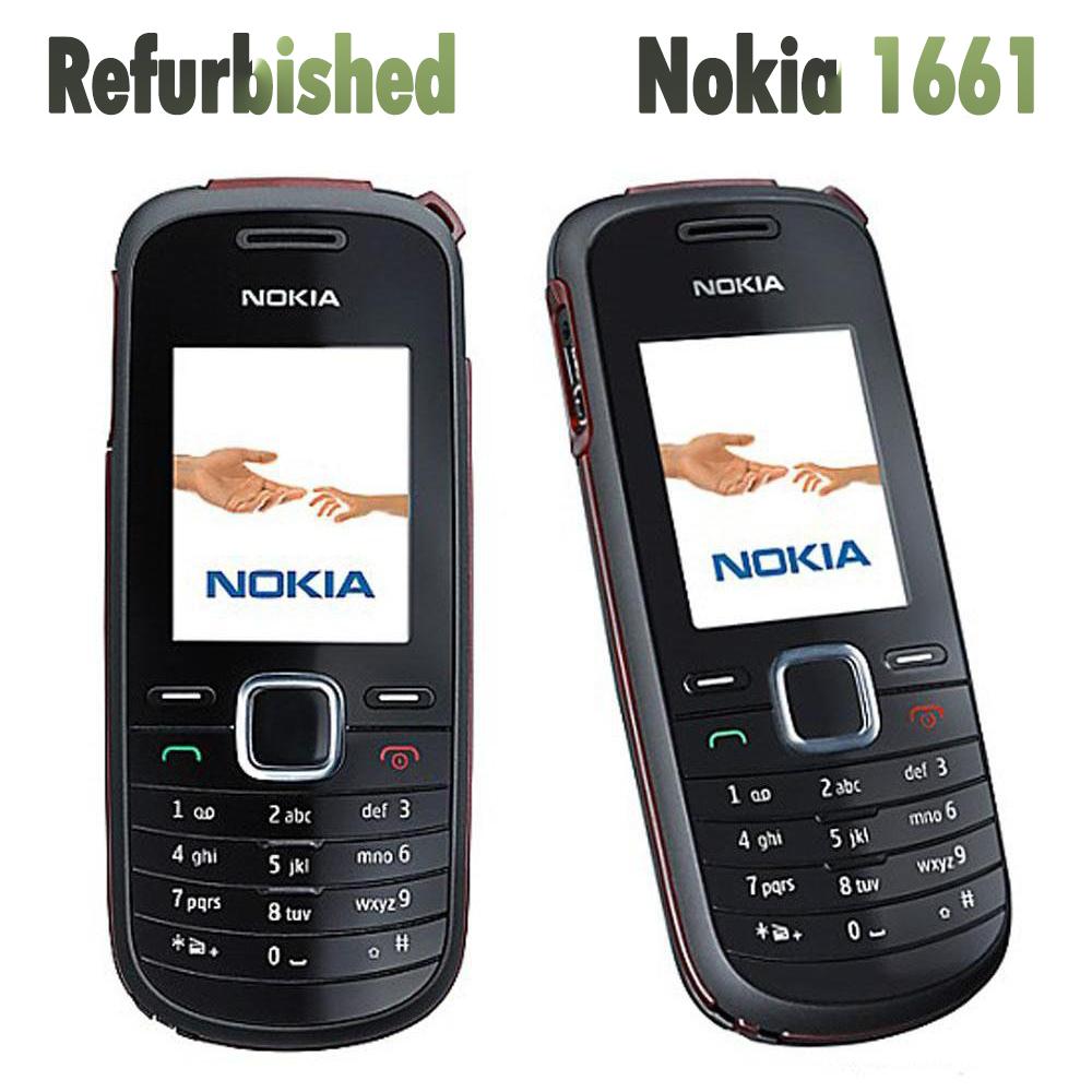 Восстановленный Оригинальный Nokia 1661 2G Разблокированный Мобильный Телефон с 1 SIM