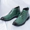 Мода Зимняя Мода Новый Дизайнер Мужские Остроносые На Шнуровке Повседневные Ботинки Челси Свадебное Платье Выпускной Вечер Обувь Высокие Ботильоны