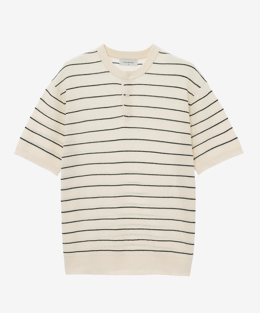 MINDBRIDGE [2 шт.][Включено] Крупная вязаная футболка-henley с коротким рукавом, имитация льна - 5 цветов