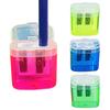 Dual-Hole Pencil Sharpener 4 Color Transparent Plastic Sharpener for Standard Jumbo Pencils Kid-Friendly Portable Pencil Sharpener with Cover