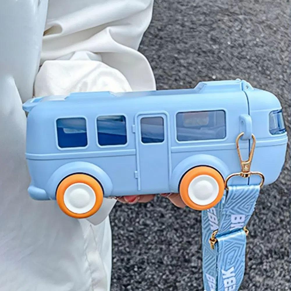 500ml Baby Bus Water Bottle Removable Kid's Water Bottle Portable Car Shape Straw Water Cup Boys