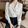 Shirt Women's French V-neck Chiffon Shirt Design Sense New High-end Temperament Professional Top In Spring and Autumn