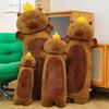 Long Kapibara Throw Pillow Top Orange Capybara Doll Plush Toy Children Sleeping Rag Doll