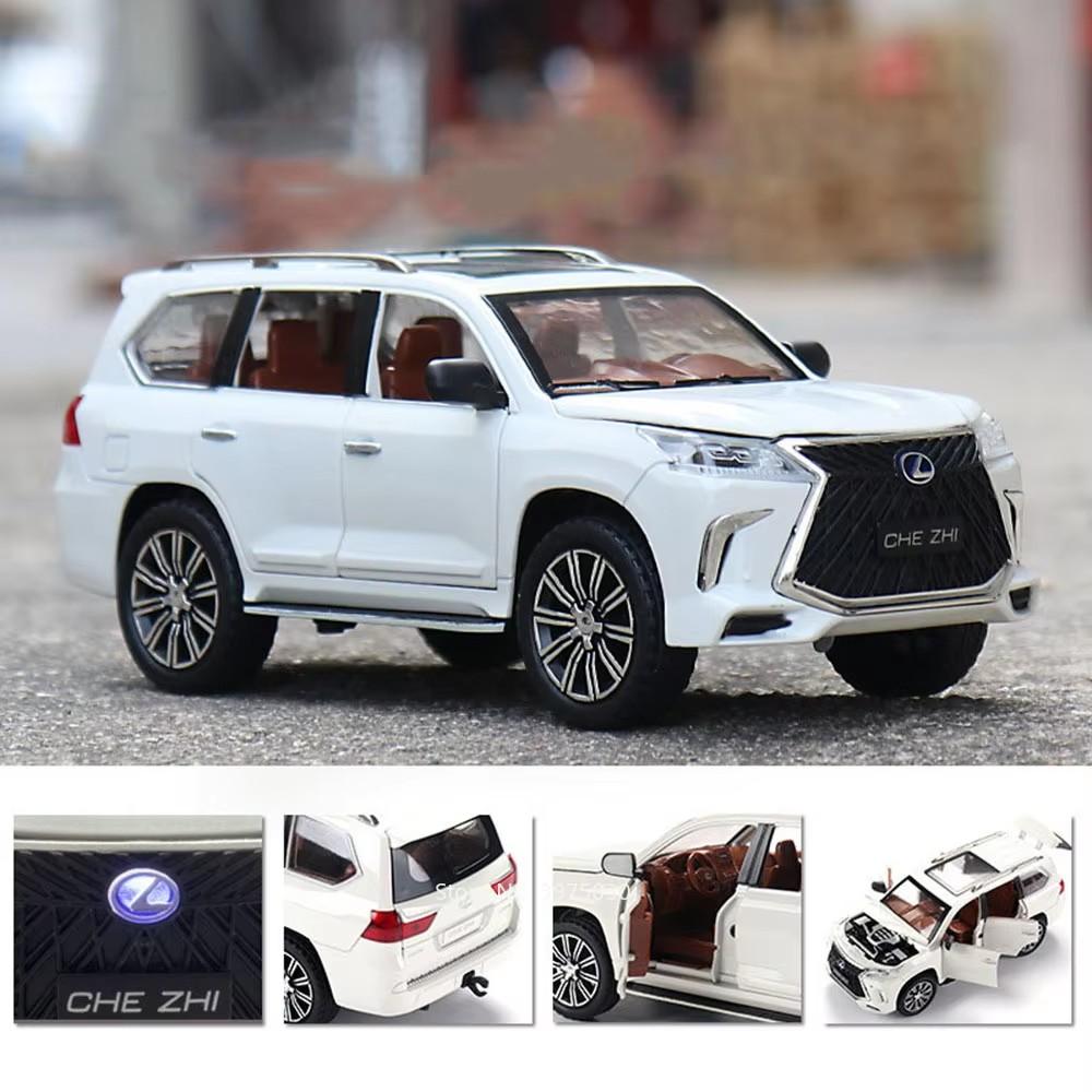 1:24 Металлические Миниатюрные Модели Автомобилей LX570 LX600 6 Дверей Открываются Внедорожник Внедорожник Литая Игрушка Игрушки со Световым и Музыкальным Сопровождением для Мальчиков Праздничные Подарки