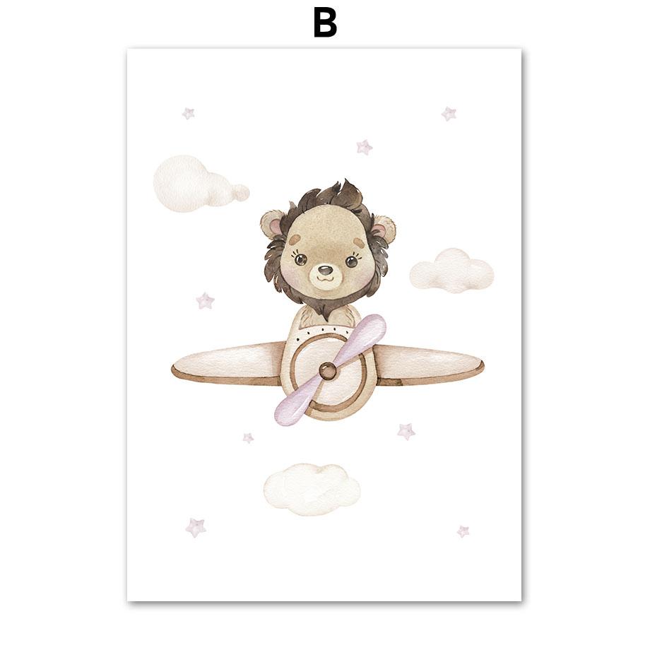 Летающие животные самолет воздушный шар дирижабль детская настенная живопись на холсте плакат на скандинавскую тему и принт девушка комната домашний декор