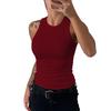 Женский жилет с круглым вырезом без рукавов, эластичный облегающий топ, однотонный спортивный топ