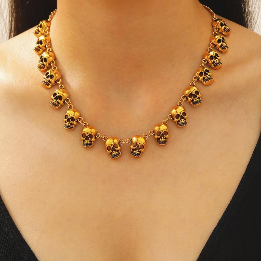 Мужской панк-браслет с черепом – Винтажная металлическая байкерская цепь, Модные готические украшения, Крутые трансграничные хитовые аксессуары