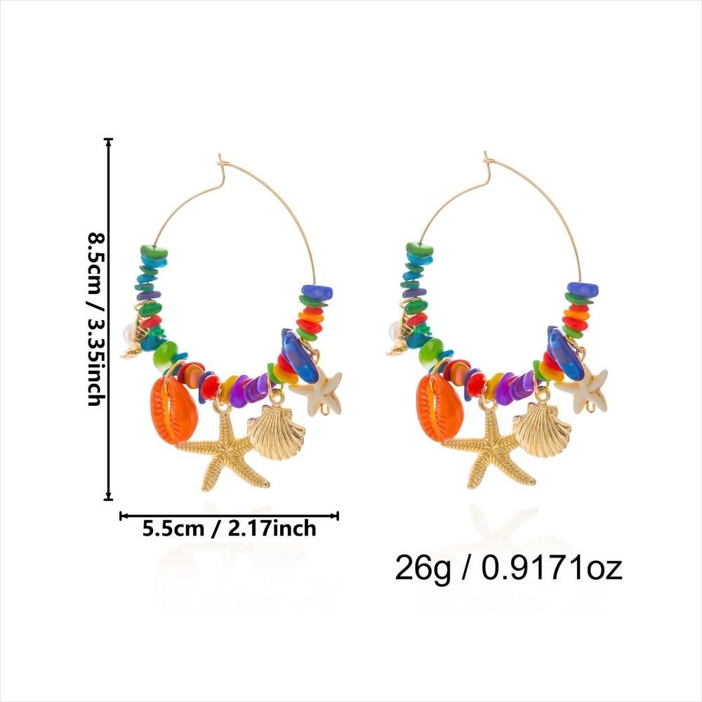 Ocean Theme Drop Dangle Earring Round Shell Charm Earrings New Hoop Pendant Earrings Jewelry