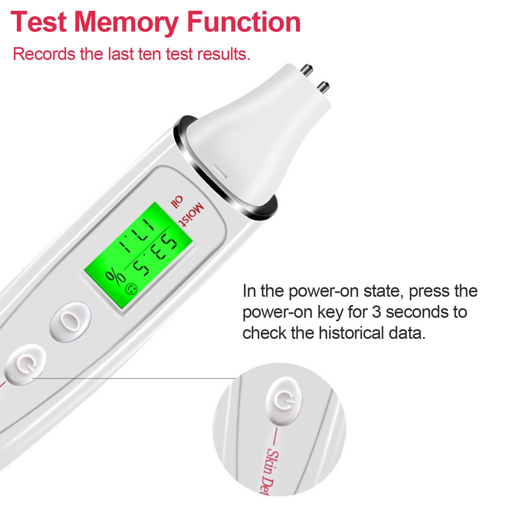 Face Skin Tester Portable Digital Skin Analyzer Moisture Water Oil Monitor for Skin Care
