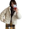 Autumn and winter new love down jacket women's short hooded loose casual rhombus lattice white duck down warm jacket