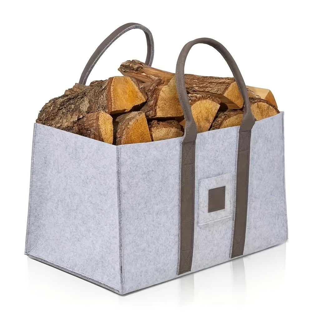 Felt Firewood Bag for Camping-Multi-Functional Large Capacity Storage Pouch Outdoor Dirty Clothes Organizer Portable Log Carrier