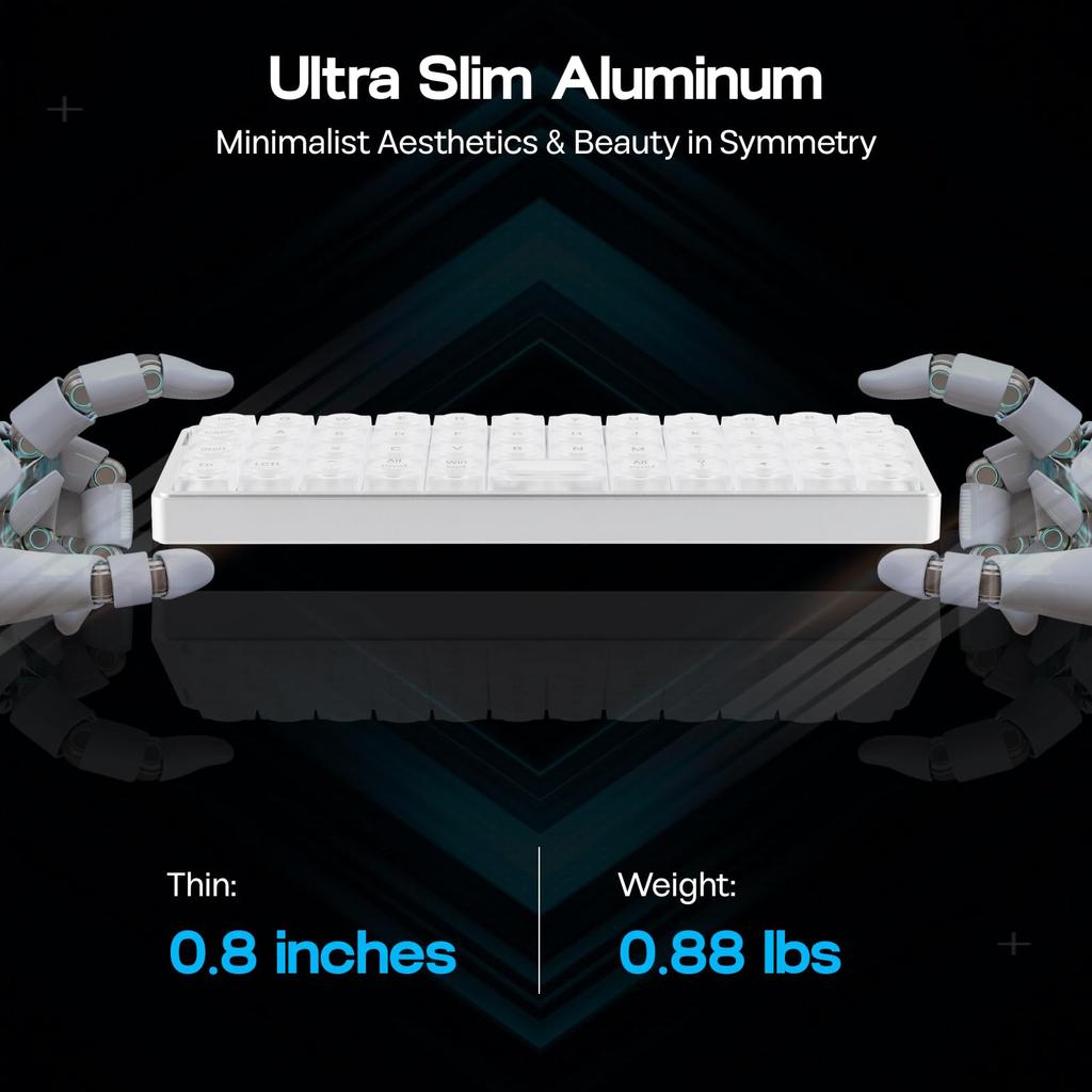 EPOMAKER Luma40 Low Profile Gaming Slim Wireless Mechanical CNC Aluminum Transparent PC Kailh Linear Wireless Compatible Keyboard, 40% Keyboard,