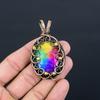 Очаровательный радужный солнечный кварц, драгоценный камень, чистая медная проволока, обернутая ювелирным кулоном ручной работы