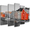 Five Piece Picture Canvas Print Building Sea