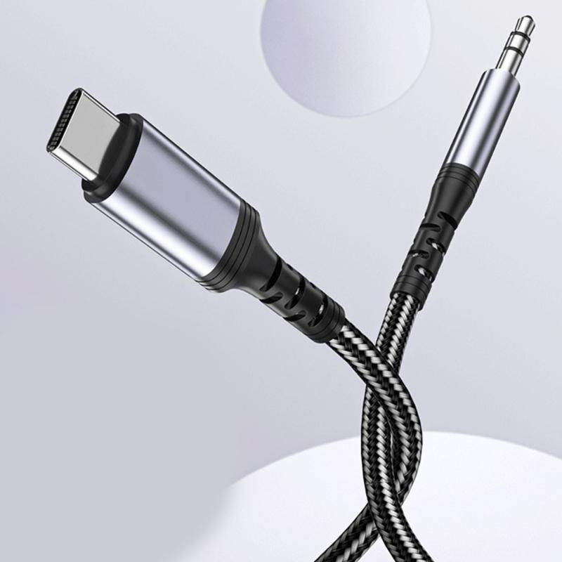 1 м плетеный нейлоновый аудиокабель USB C на 3,5 мм с повышенной прочностью и стабильностью сигнала
