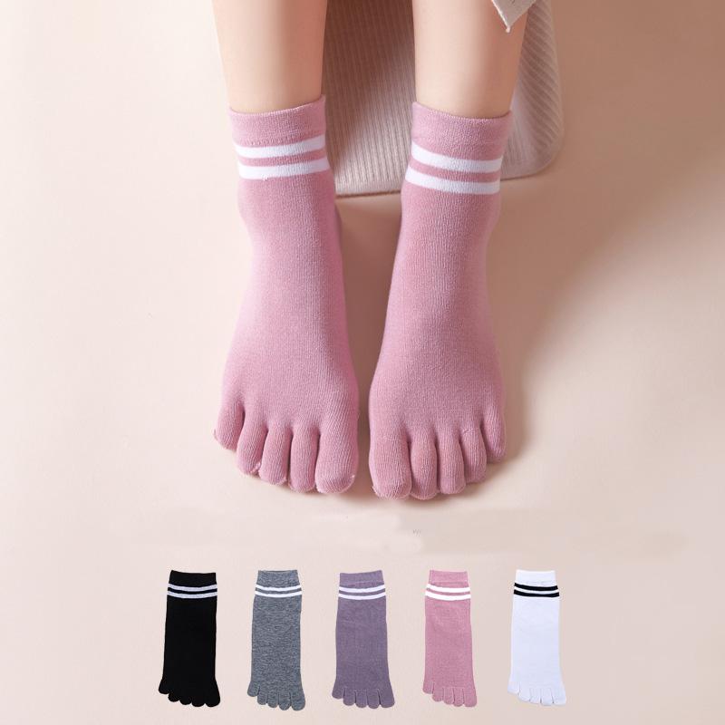 1/5 Pairs Toes Short Socks Woman Girl Cotton Striped Solid Breathable Soft Elastic Invisible Socks 5 Finger Socks Harajuku