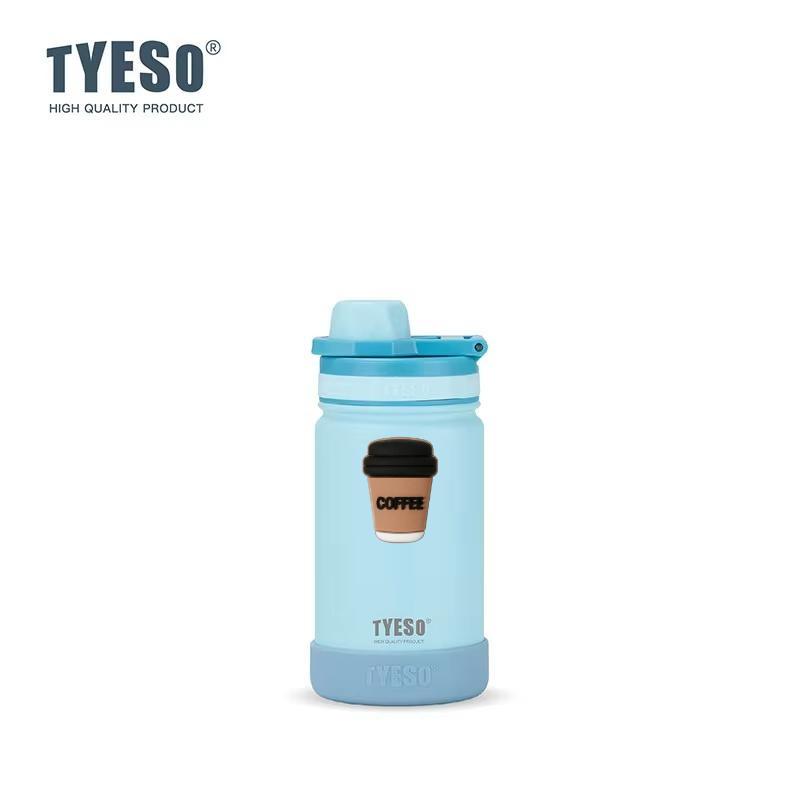 TYESO 420ML Outdoor Sports Kettle Portable Water Cup with Non-slip Thick Cover Leakproof Lightweight Hot Cold Drink Bottle with Coffee Sticker