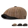 Vintage Striped Octagonal Cap Men's Autumn Winter Warm Beret Paintsman's Cap British Newsboy Cap