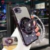 Для iphone 16E 2025 16 15 14 Plus 13 12 11 Pro Max Чехол Противоударный Блестящий Гальванизированный Кристальный Браслет Magsafe Подставка для телефона Чехол