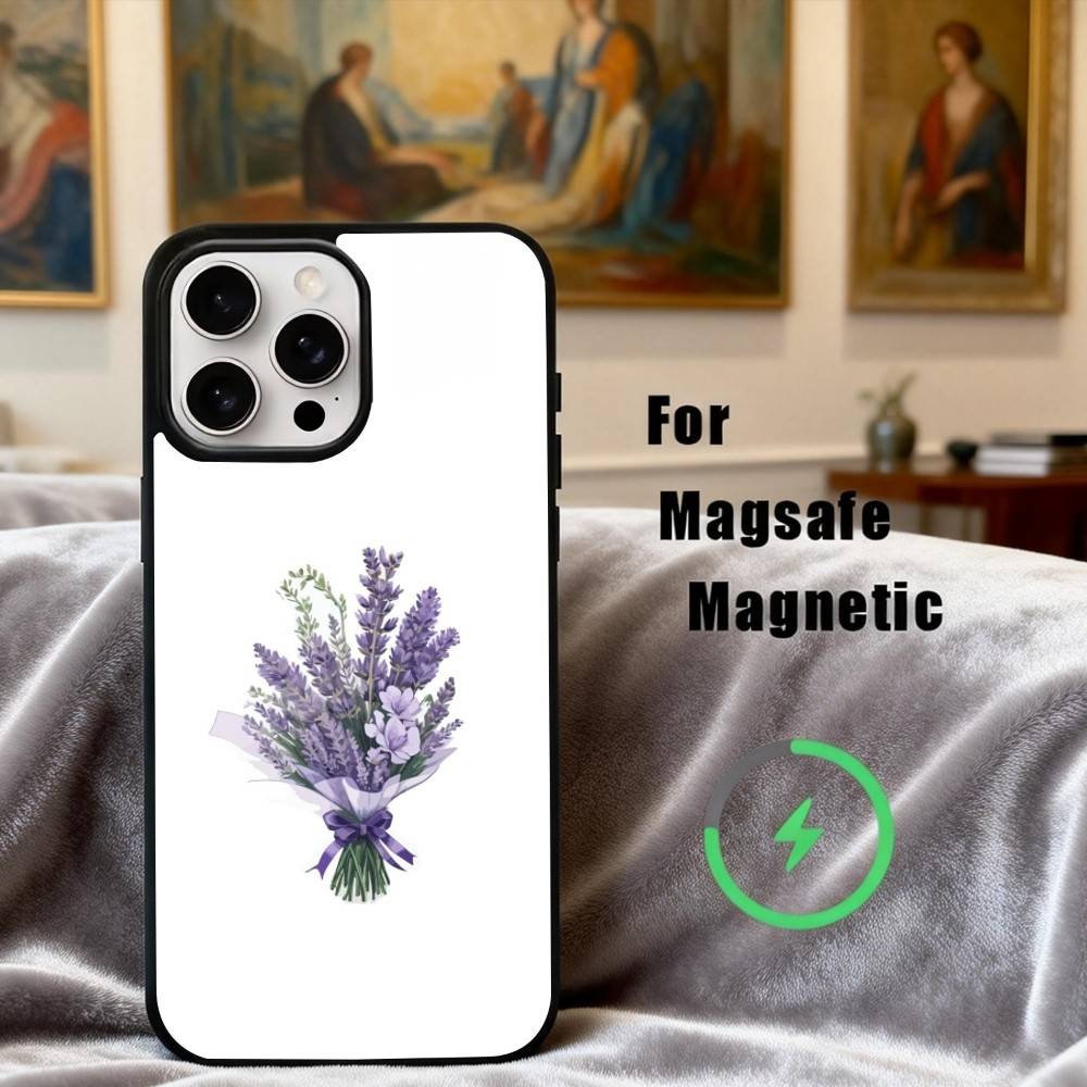 P-Purple-E L-lavender-R Phone Case For iPhone17,16,15,14,13,12,11 Plus,Pro Max Magnetic For Magsafe Wireless Charging