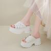 Fashion 8CM Fashion Crystal Platform High Slippers Women Open Toe Wedges Sandals Summer Soft Slipper Indoor Outdoor Leisure Beach Shoes