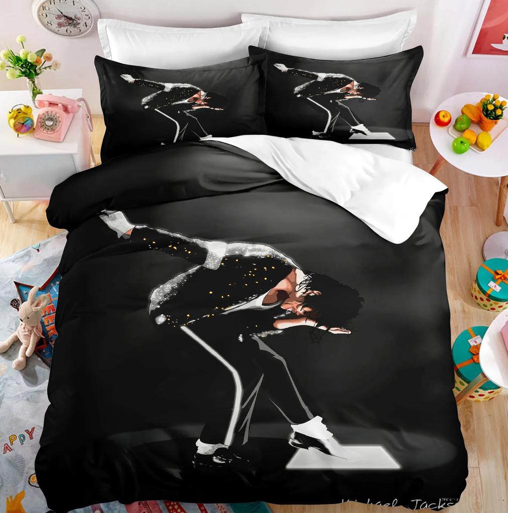 M-Michael Jackson Bedding Set Single Twin Full King Size Musical Genius Bed Linen Adults Teens Bedroom Duvet Cover Set