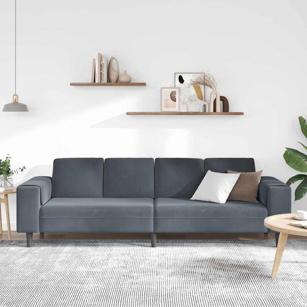 Living Room Sofa Dark Grey 250 x 77 x 76 cm