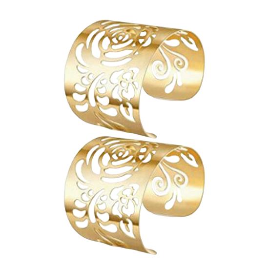 2 Pcs Adjustable Wide Opening Bracelet Individual Retro Style Hollow Out Polished Metal Arm Cuff Cosplay Performance Sleeve Bracelet