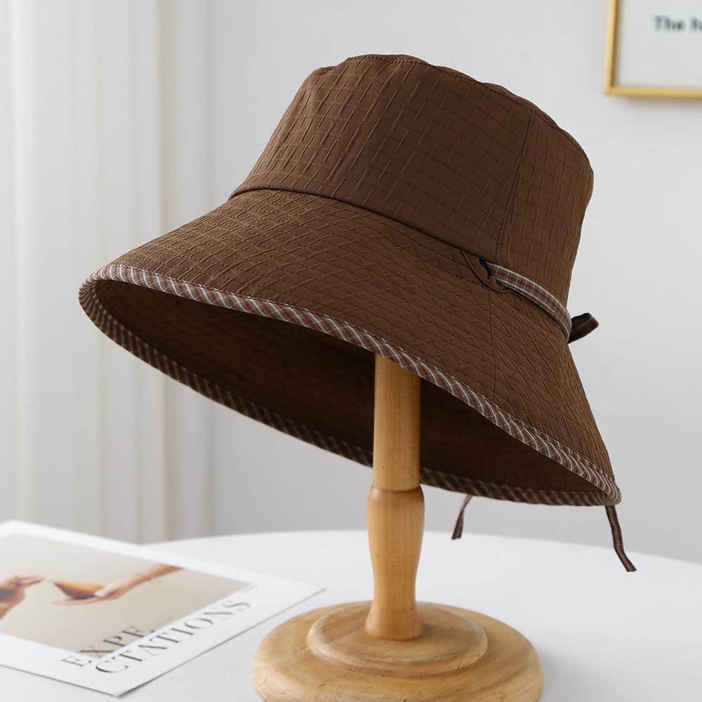 Bucket Hat Women Simple Bow Spring Summer Hats For Women Foldable Outdoor Travel Sun Protection Sunhat Bob Cap Female New