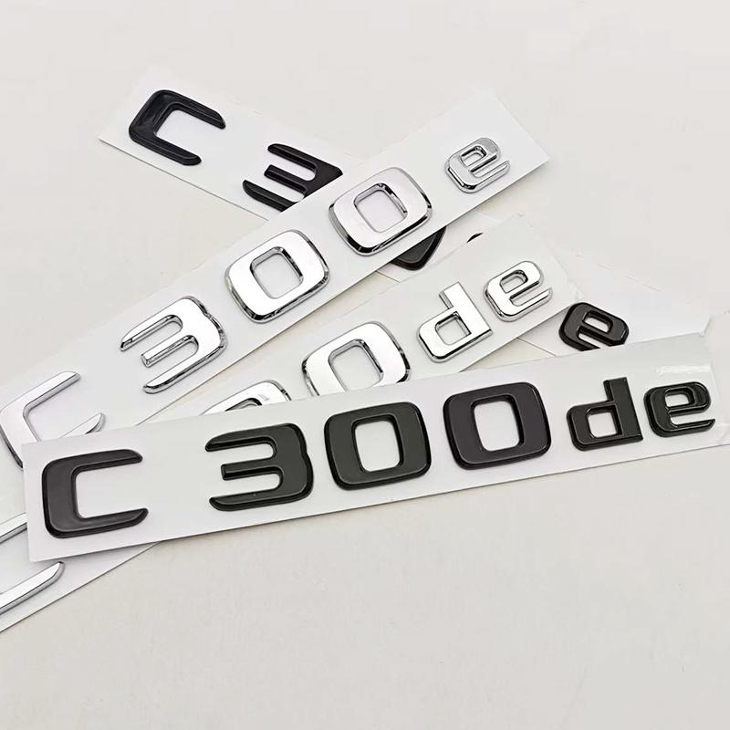 New 3D ABS Chrome Black Car Styling C300e C300de Badge Rear Trunk Emblem Sticker Decals For Mercedes Benz C300e C300de W206