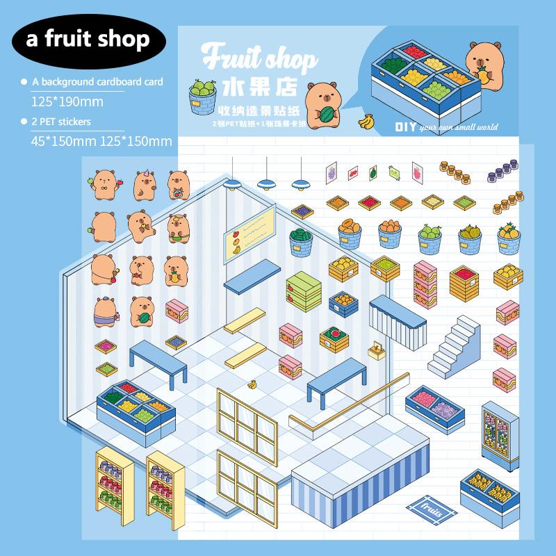 1Set Cartoon Capybara Simulation Cabin Stickers Cute Diy Landscaping Stickers Creative Hand Account Decoration Stickers Gifts